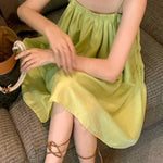Loose Sleeveless Pleated Solid Color Spaghetti-Neck Mini Dresses Slip Dress