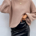Loose Drop Shoulder Lantern Sleeve Oversized Knit Sweater
