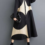 A-Line Long Sleeves Buttoned Pockets Printed Lapel Midi Dresses Shirt Dress