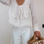 Romantic Lace Tie Sheer Chiffon Top