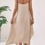 Loose Sleeveless Asymmetric Solid Color Spaghetti-Neck Maxi Dresses