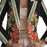 Art print double-breasted blazer