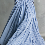 Women's Striped Polyester-cotton Blend Shirt Collar Belt Maxi Dress