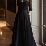 Black High-Neck Mesh Panel Maxi Dress With Keyhole Detail