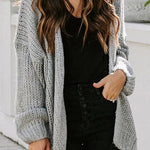Drop Shoulder Open Front Knit Oversized Sweater Cardigan