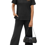 Women's Fashion Comfy Wide Leg 2 Piece Lounge Set