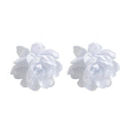 Solid Color Three-Dimensional Flower Drop Earrings