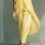 Women's Yellow Chiffon Loose-sleeved Top And Layered Skirt Set