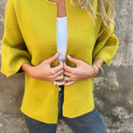 Fashionable Patchwork Round Neck Bell Sleeve Loose Jacket