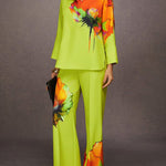 Long Sleeves Loose Buttoned Flower Print Stand Collar Blouses&Shirts Tops