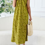 Olive Asymmetrical Leaf Dress