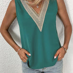 Loose Sleeveless Split-Joint V-Neck Blouses Vest Top