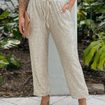 CHAMPAGNE SEQUIN JOGGERS