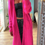 Bright Winter Day Knit Open Front Pocketed Mid-length Cardigan