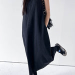 A-Line Loose Pockets Solid Color Tied Round-Neck Maxi Dresses