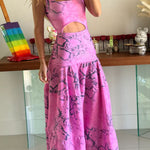 Reema Unique Animal Print Wide Strap Cutout Waist Maxi Dress