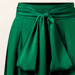 Loose Wide Leg Pleated Solid Color Tied Waist Pants Trousers