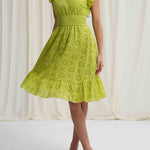 A-Line Loose Elasticity Hollow Pleated Solid Color V-Neck Mini Dresses