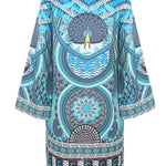 A-Line Flared Sleeves Printed Split-Joint V-Neck Mini Dresses