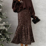 CHOCOLATE SEQUIN SKIRT