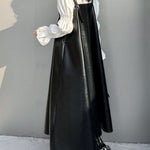 A-Line Loose Asymmetric Pleated Solid Color Split-Joint Square-Neck Midi Dresses Slip Dress