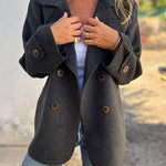 Solid Color Lapel Long Sleeve Button Casual Jacket