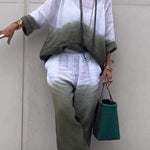Women's Cotton and Linen Gradient Two-piece Set