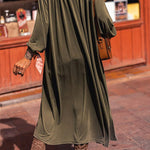 Green Lightweight Long Sleeve Open Front Duster Cardigan