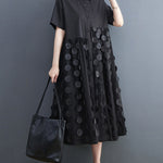 Original Casual Loose Polka-Dot Split-Joint Midi Shirt Dress