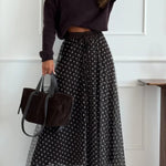 Timeless Treasures Tulle Polka Dot High Rise Elastic Waist Maxi Skirt