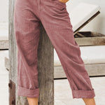 women's solid color cotton linen pants