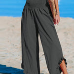 Women's High-Waist Pleated Irregular Hem Cotton And Linen Loose Casual Pants