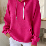 Women's Casual Waffle Jacquard Multicolor Hoodie