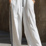 White Sporty Stripe Wide-Leg Jumpsuit