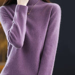 Office Long Sleeves Solid Color High-Neck Sweater Tops Pullovers