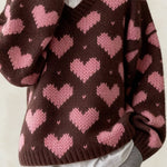 Women's Casual V-Neck Long-Sleeved Printed Sweater