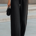 Black Linen Zip-Front Wide-Leg Jumpsuit