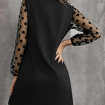 A-Line High Waisted See-Through Split-Joint Round-Neck Mini Dresses