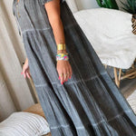 Cotton and Linen Patchwork Loose Maxi Dress