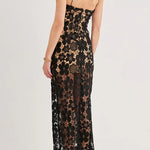 Feel Luxurious and Beautiful Crochet Flower Lace Maxi Dress