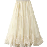 Sweet fungus lace A-line tutu skirt with large hem