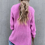 Solid Color V-neck Knitted Long-sleeved Oversized Midi Cardigan