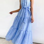Loose Sleeveless Plaid Ribbed Stand Collar Maxi Dresses