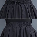 Urban Loose Drawstring High Waisted Black Bubble Skirt