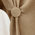 Half Sleeves Irregular Clipping Pleated Solid Color Round-Neck Midi Dresses
