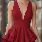 Sleeveless Ruffled V-Neck A-Line Dress