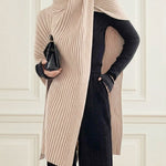 Loose Asymmetric Solid Color Split-Joint High Neck Sweater Tops