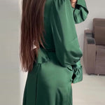 A-Line Long Sleeves Pleated Solid Color Tied Waist Zipper Mock Neck Maxi Dresses