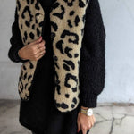 Women's Leopard Print Front Opening Casual Autumn and Winter Vest Jacket