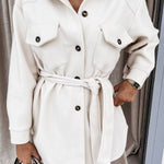 Solid color shirt and loose woolen coat